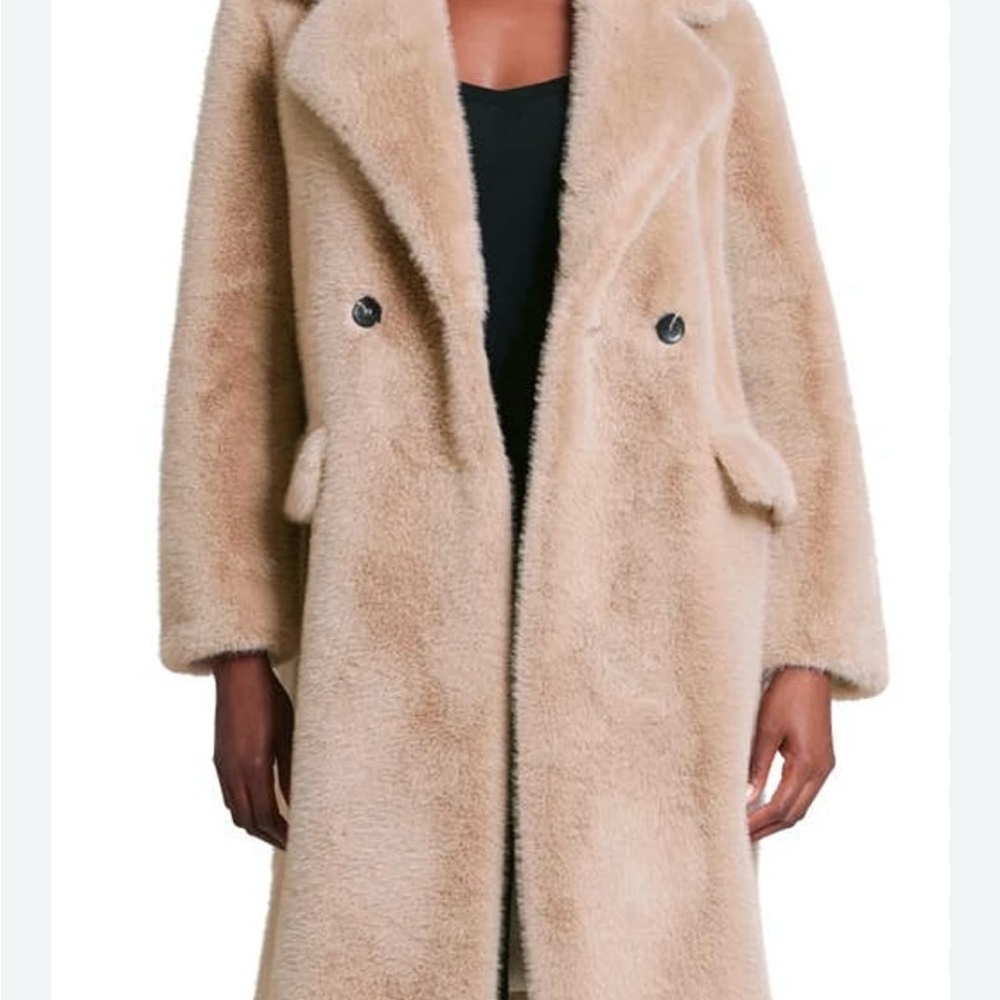 Avec Les Filles double breasted faux mink coat size XL NWT